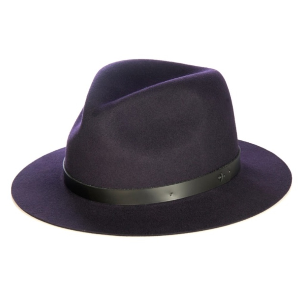 Rag and bone purple fedora with leather band